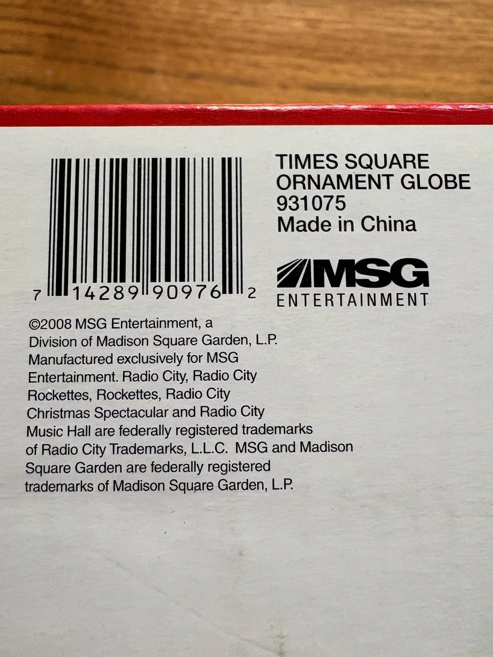 2008 Radio City Christmas Spectacular: The Rockettes Times Square Ornament Globe